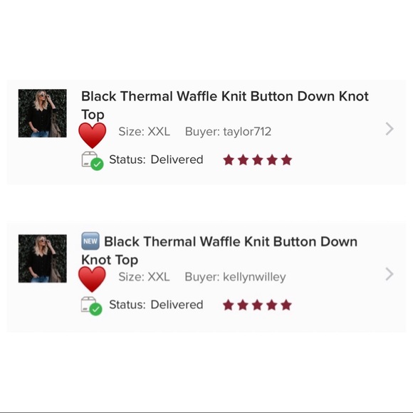 Black Thermal Waffle Knit Button Down Knot Top - Picture 7 of 7